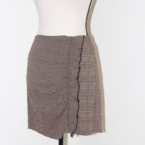 MNG Suit by Mango brown plaid side ruffle mini skirt ....